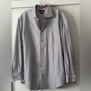 Paul Fredrick men’s red green plaid dress shirt long sleeve 17.5 x 35